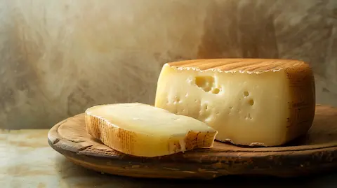 Limburger on a wooden plate with a rustic background