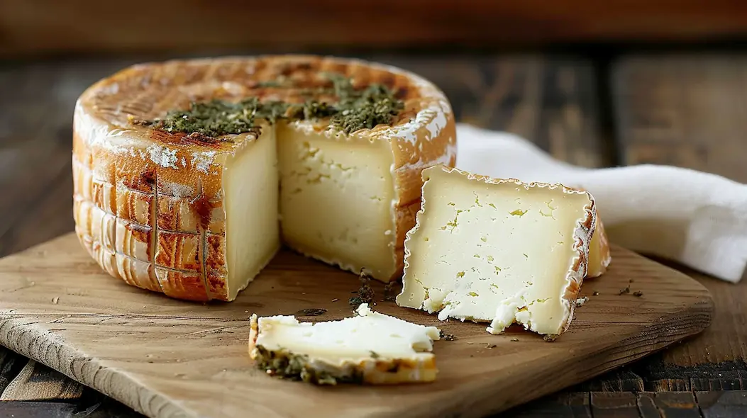 Cana de Cabra on a wooden plate with a rustic background